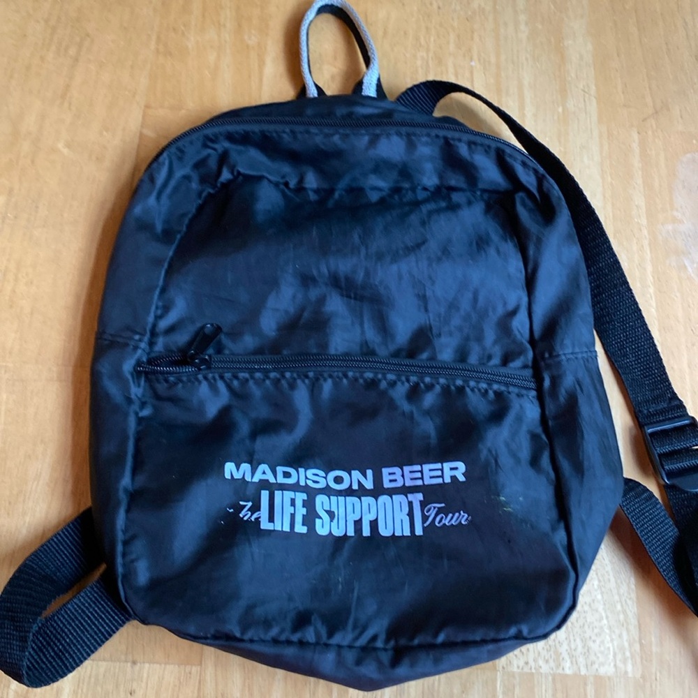 Madison Beer Life Support Tour Gift black backpack